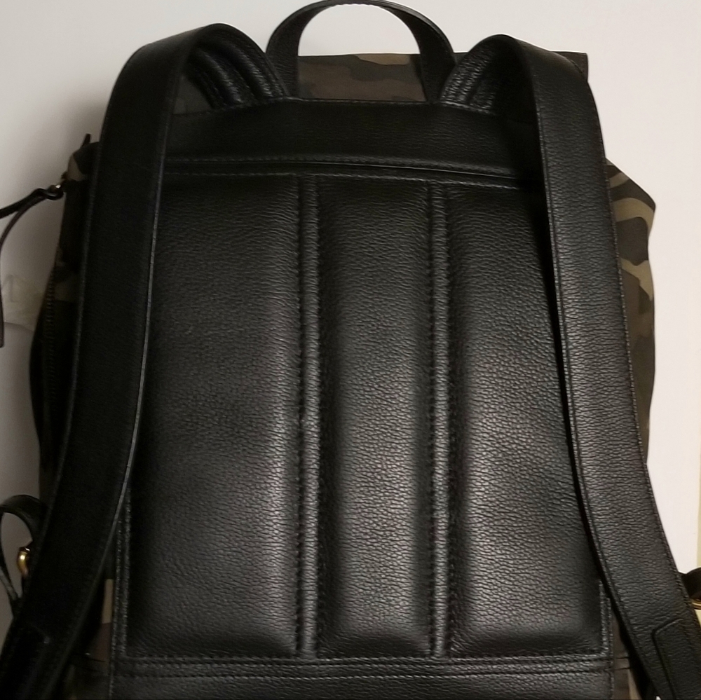 Burberry London Camouflage Brown and Green Suede Leather Backpack - Picture 5 of 10